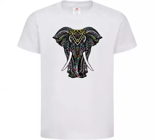 Детская футболка Різнокольоровий слон Белый фото