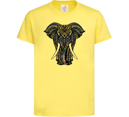 Детская футболка Різнокольоровий слон Лимонный фото