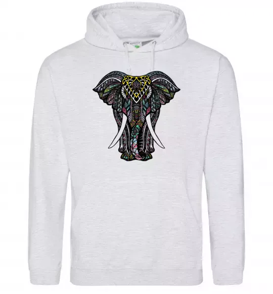 Чоловіча толстовка (худі) Різнокольоровий слон Сірий меланж фото