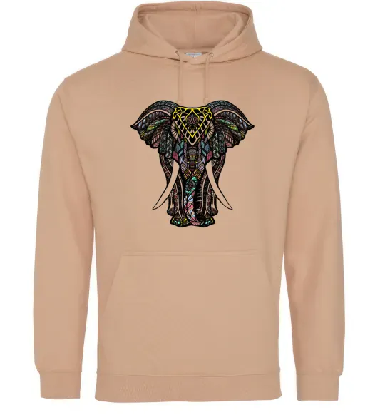 Чоловіча толстовка (худі) Різнокольоровий слон Пісочний фото