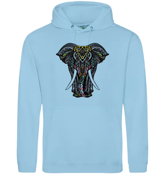 Чоловіча толстовка (худі) Різнокольоровий слон Блакитний фото