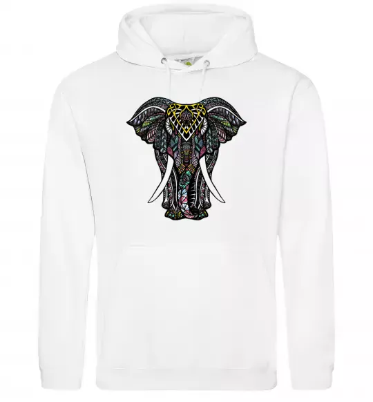 Женская толстовка (худи) Різнокольоровий слон Белый фото
