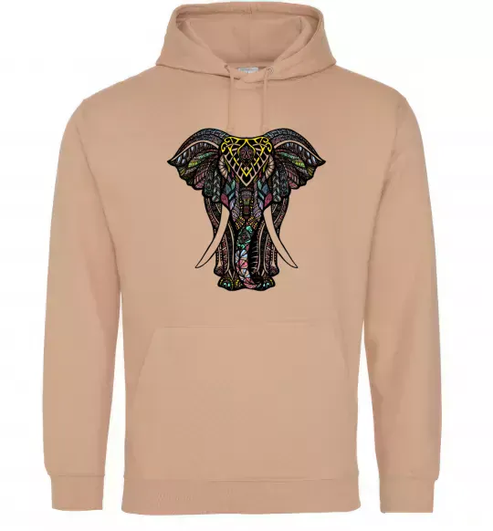 Женская толстовка (худи) Різнокольоровий слон Песочный фото