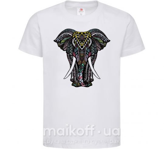 Детская футболка Разноцветный слон Белый фото