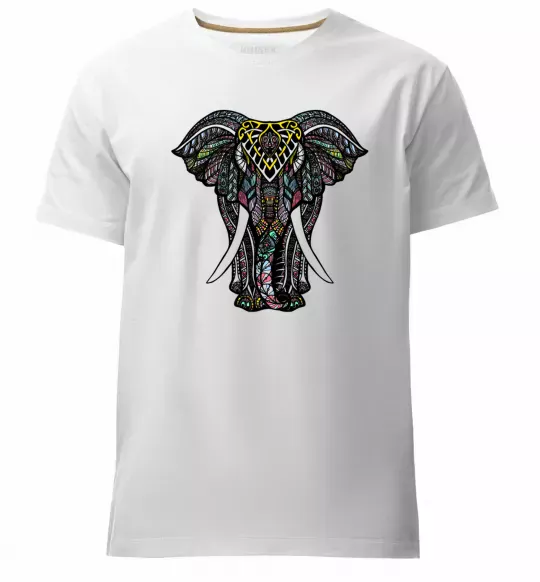 Чоловіча преміум футболка Різнокольоровий слон Білий фото