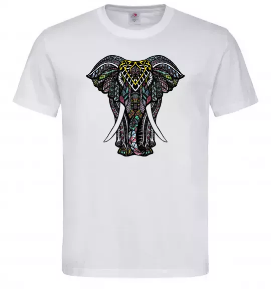 Чоловіча футболка Різнокольоровий слон Білий фото