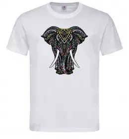 Чоловіча футболка Різнокольоровий слон Білий фото