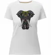 Женская премиум футболка Різнокольоровий слон Белый фото