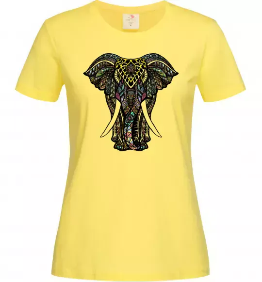 Женская футболка Різнокольоровий слон Лимонный фото
