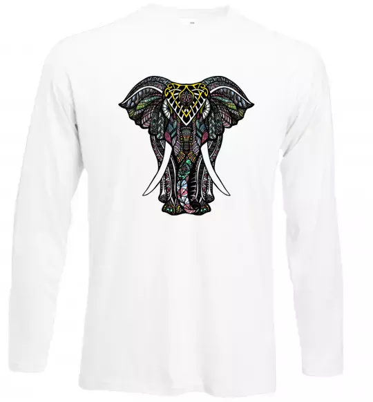 Лонгслів Різнокольоровий слон Білий фото