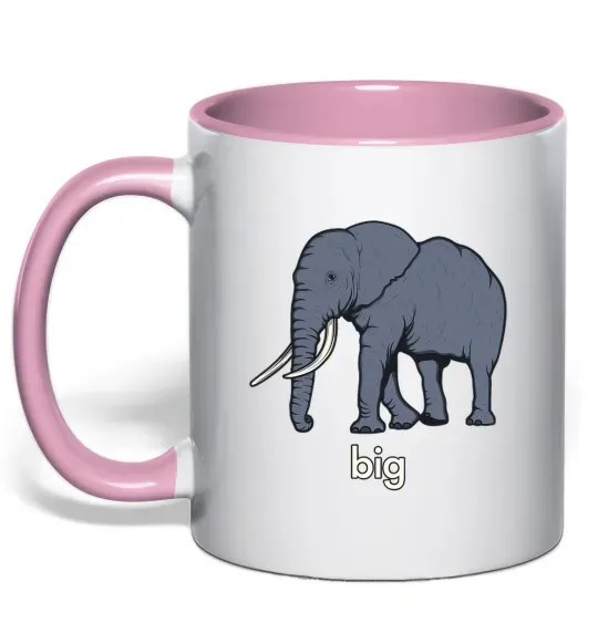 Чашка з кольоровою ручкою Big Ніжно рожевий фото