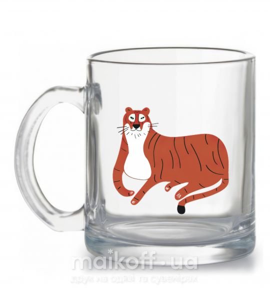 Чашка скляна Смешной тигр Прозорий фото