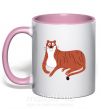 Чашка з кольоровою ручкою Смешной тигр Ніжно рожевий фото