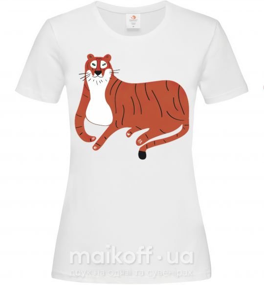 Женская футболка Смешной тигр Белый фото