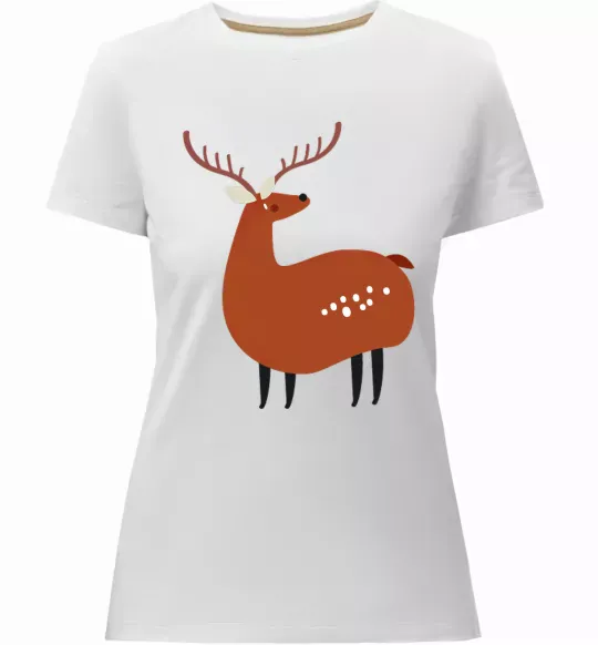 Женская премиум футболка Кумедний олень Белый фото