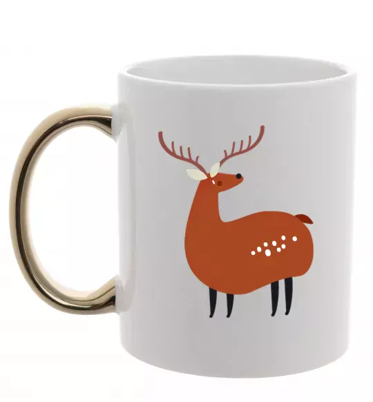 Чашка з кольоровою ручкою Кумедний олень Золото фото