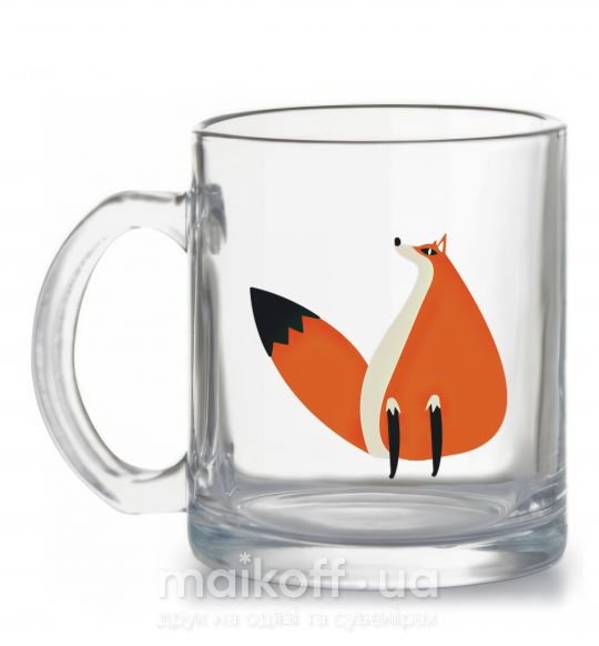 Чашка стеклянная Забавная лиса Прозрачный фото