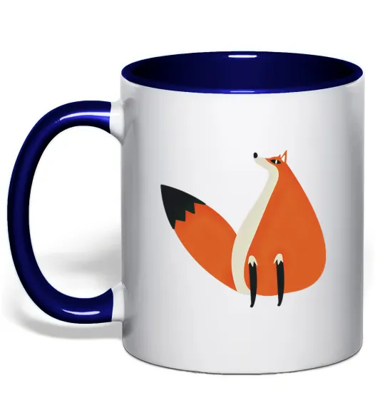 Чашка с цветной ручкой Кумедна лисиця Глубокий темно-синий фото