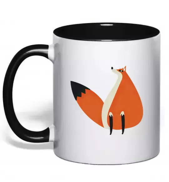 Чашка с цветной ручкой Кумедна лисиця Черный фото