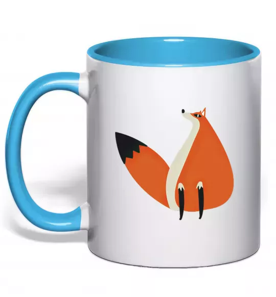 Чашка с цветной ручкой Кумедна лисиця Голубой фото