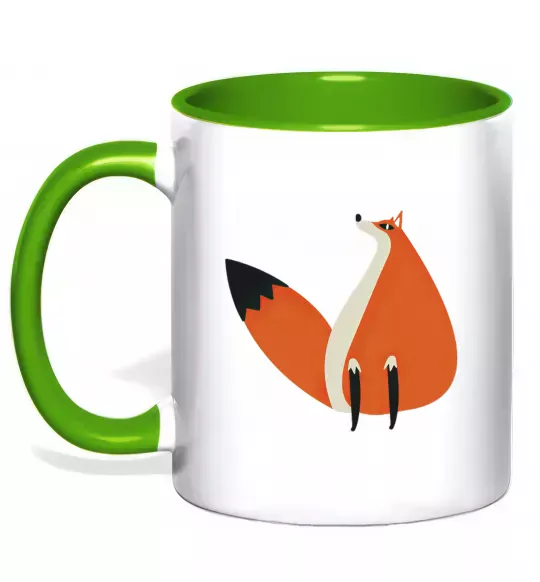 Чашка с цветной ручкой Кумедна лисиця Зеленый фото
