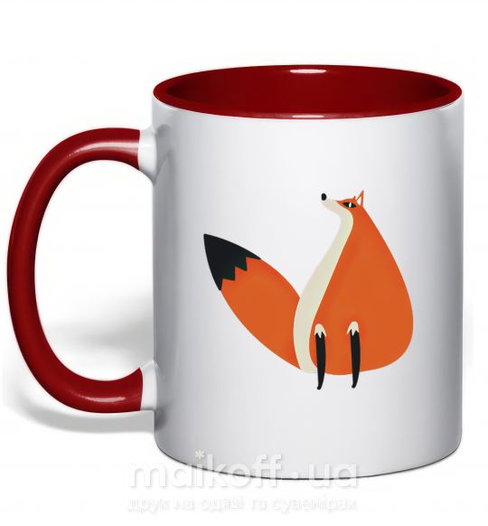 Чашка с цветной ручкой Забавная лиса Красный фото