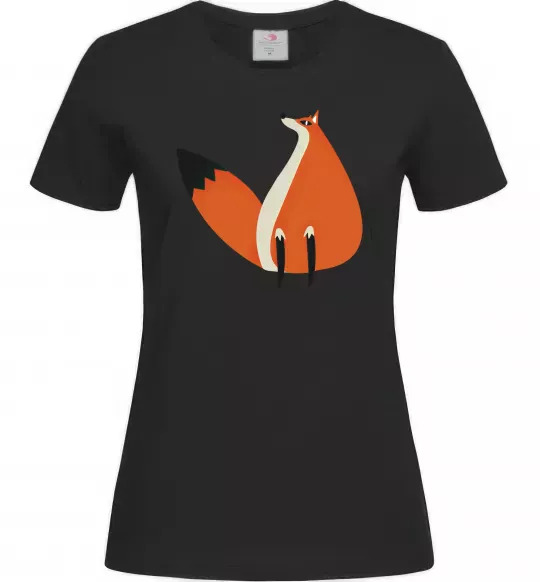 Женская футболка Кумедна лисиця Черный фото