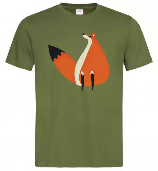Чоловіча футболка Кумедна лисиця Оливковий фото