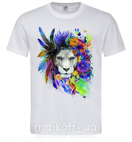 Мужская футболка Bright lion butterfly Белый фото
