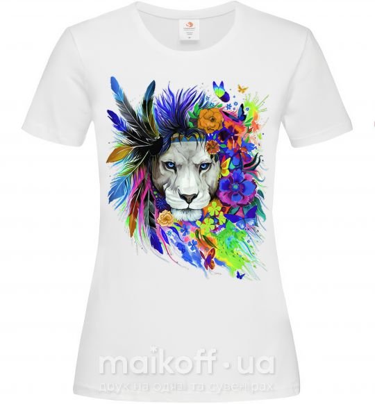 Женская футболка Bright lion butterfly Белый фото