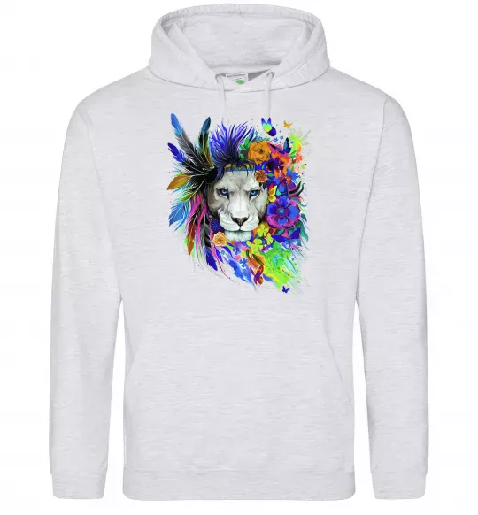 Жіноча толстовка (худі) Bright lion butterfly Сірий меланж фото
