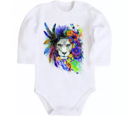Детский боди Bright lion butterfly Белый фото