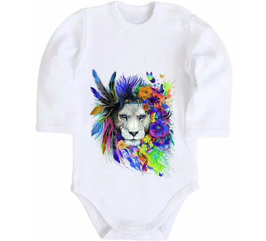 Дитячий бодік Bright lion butterfly Білий фото