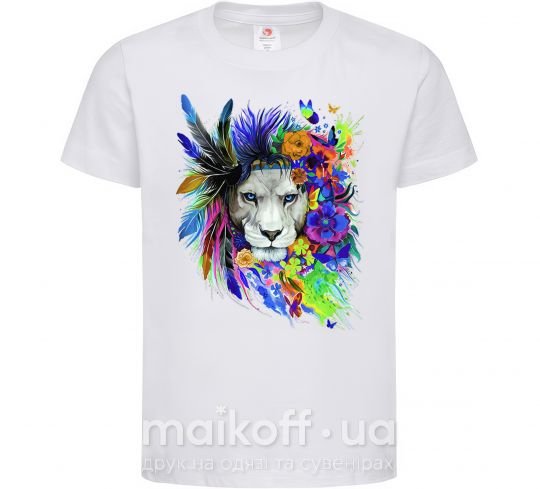 Детская футболка Bright lion butterfly Белый фото