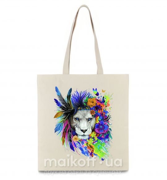 Еко-сумка Bright lion butterfly Бежевий фото