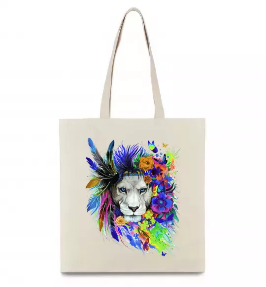 Еко-сумка Bright lion butterfly Бежевий фото