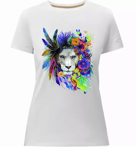 Женская премиум футболка Bright lion butterfly Белый фото