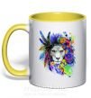 Чашка з кольоровою ручкою Bright lion butterfly Сонячно жовтий фото