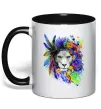 Чашка з кольоровою ручкою Bright lion butterfly Чорний фото