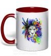 Чашка з кольоровою ручкою Bright lion butterfly Червоний фото