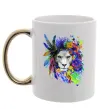 Чашка з кольоровою ручкою Bright lion butterfly Золото фото