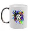 Чашка з кольоровою ручкою Bright lion butterfly Срібло фото