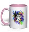 Чашка з кольоровою ручкою Bright lion butterfly Ніжно рожевий фото