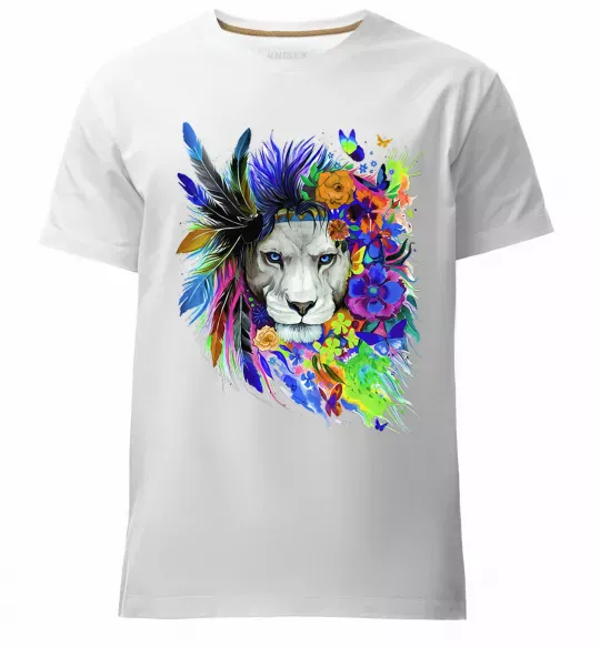 Мужская премиум футболка Bright lion butterfly Белый фото