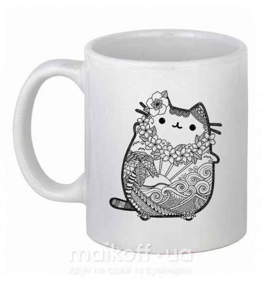 Чашка керамічна Хинди котик 1 Білий фото