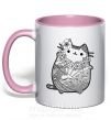 Чашка с цветной ручкой Хинди котик 1 Нежно розовый фото