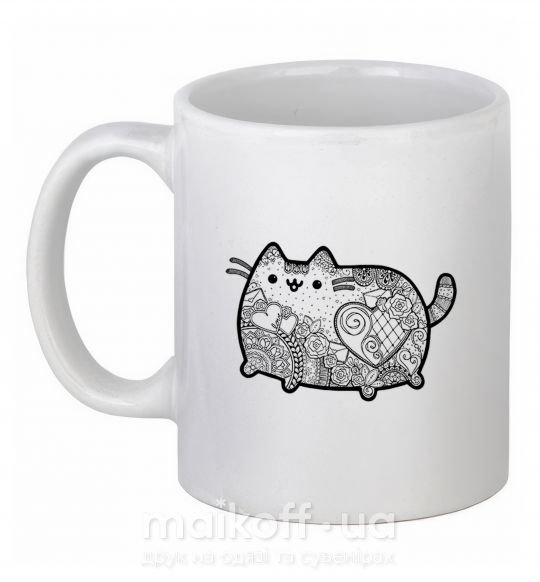 Чашка керамическая Хинди котик 2 Белый фото