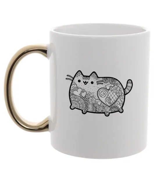 Чашка с цветной ручкой Хінді котик 2 Золото фото