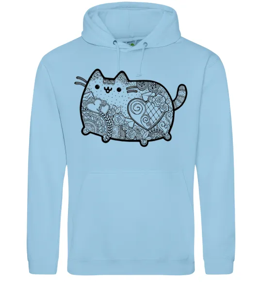 Женская толстовка (худи) Хінді котик 2 Голубой фото