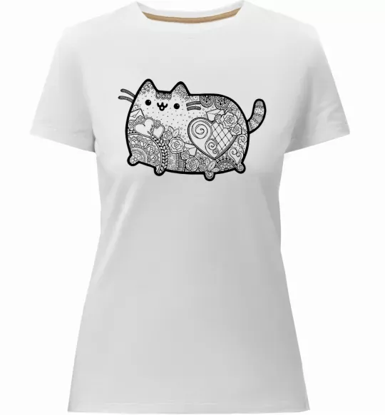 Женская премиум футболка Хінді котик 2 Белый фото